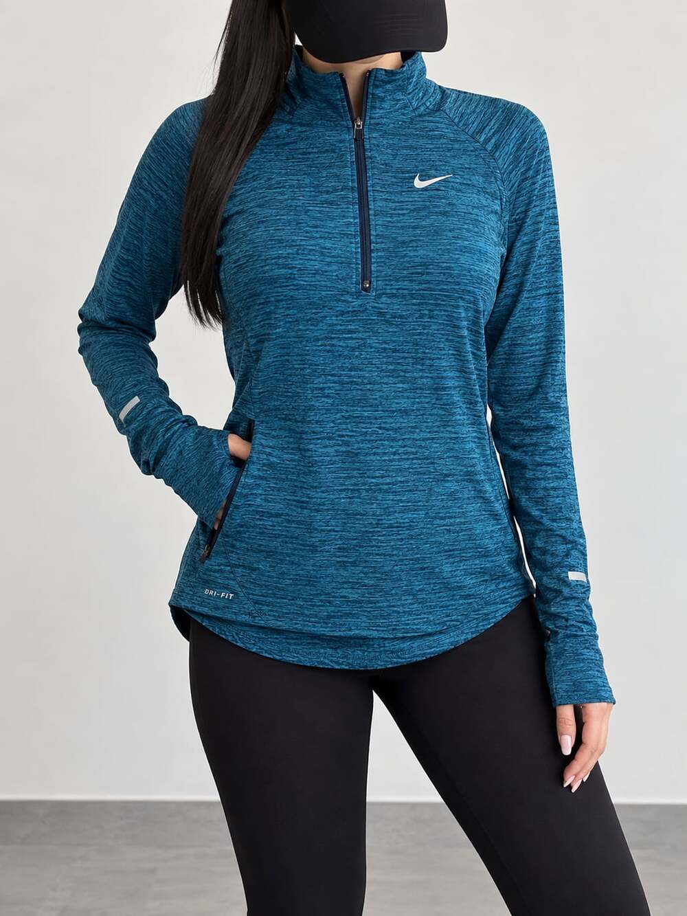 Nike Therma Sphere Element 1/2 Zip Size L Blue Running Shirt